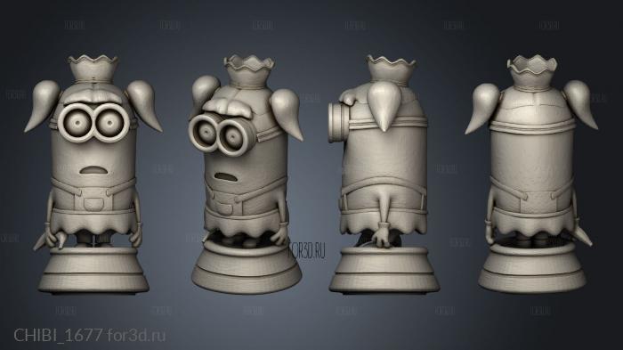 Minion Chess Queen stl model for CNC