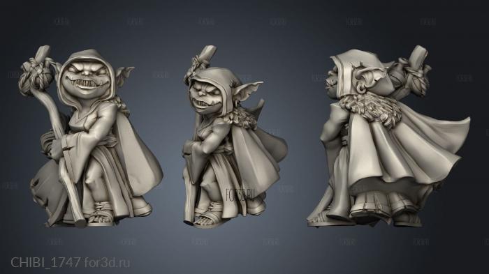 goblin wizard hooded stl model for CNC