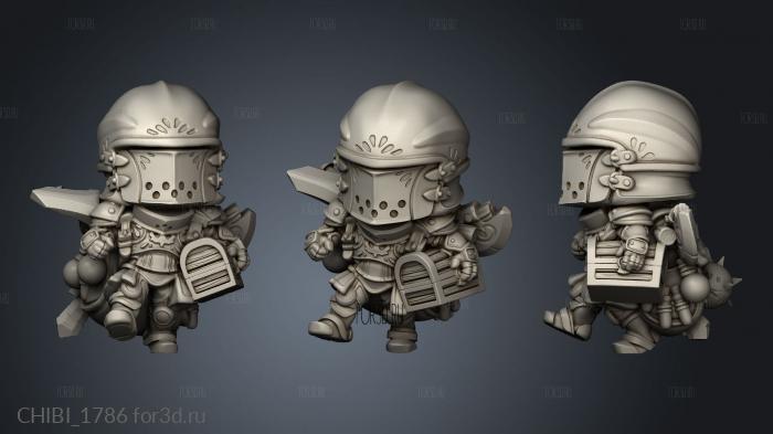 Chibi Overencumbered adventurer knight stl model for CNC