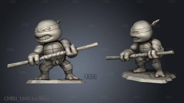 Chibi Donatello stl model for CNC