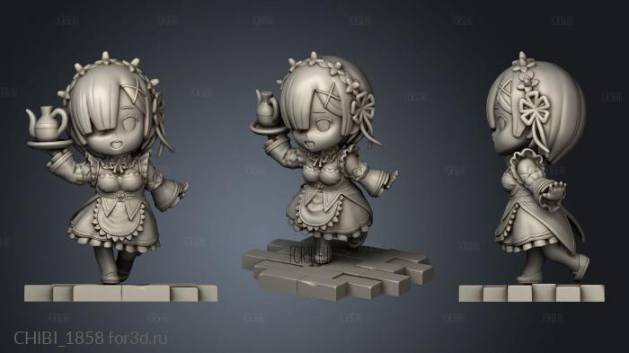 Chibi Rem Ram from Zero stl model for CNC