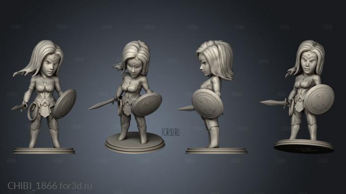 Chibi Wonder Woman stl model for CNC