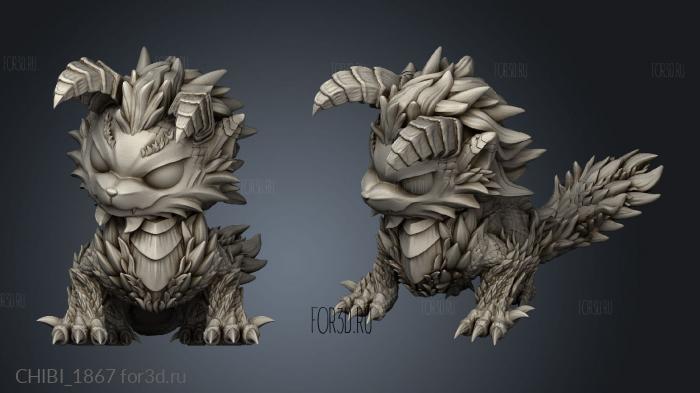 Chibi Zinogre stl model for CNC