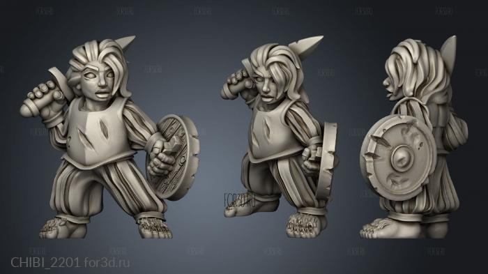 Halfling Female Swords stl model for CNC