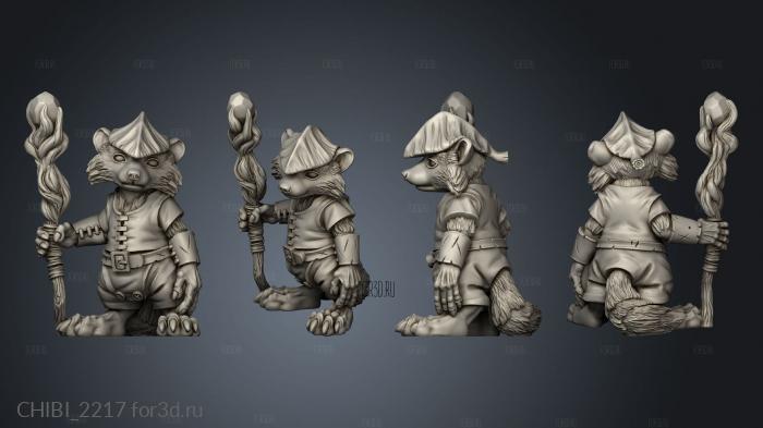 Raccoon Folk Druids stl model for CNC