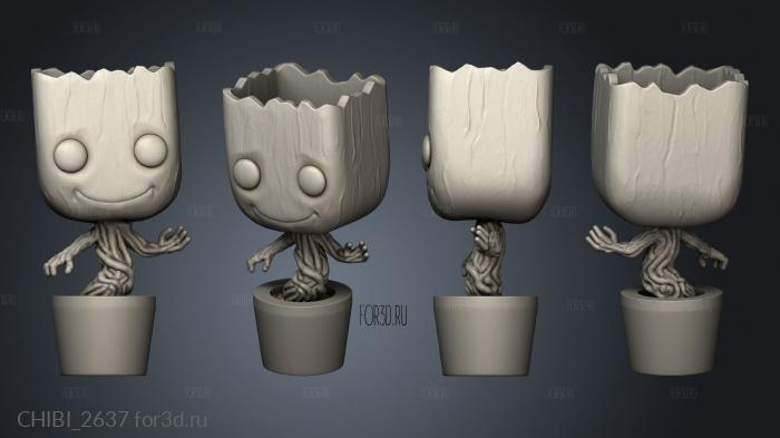 groot chibi Cabeza stl model for CNC