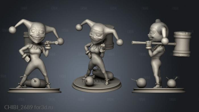 Harley Quinn with chibi stl model for CNC