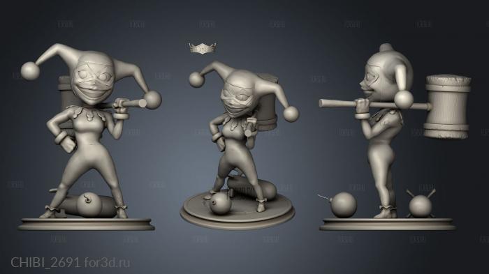 Harley Quinn with chibi stl model for CNC