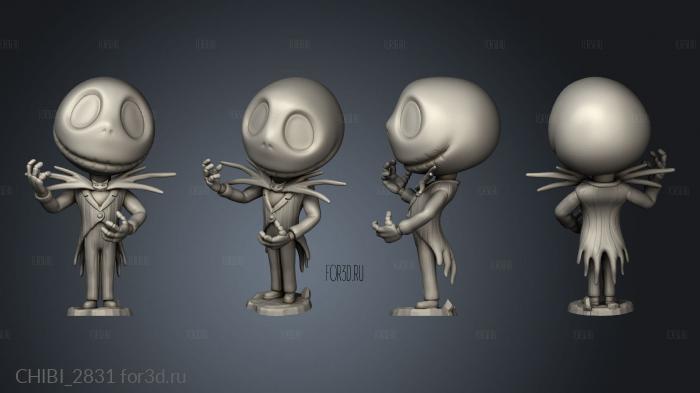 Jack Skellington Chibi stl model for CNC