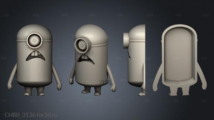 minions with expressions Min Sadeye stl model for CNC