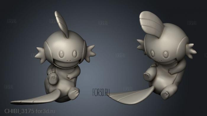 Mudkip Gen lying eyes stl model for CNC