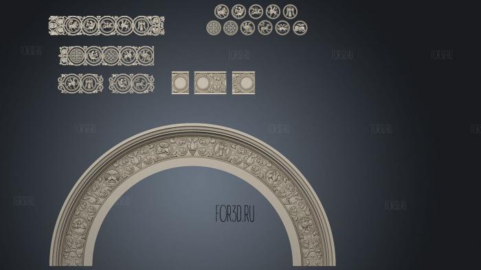 Arch and set of decors byzantine ornament 3d stl for CNC