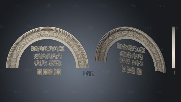 Byzantine arch with a set of decors 3d stl for CNC