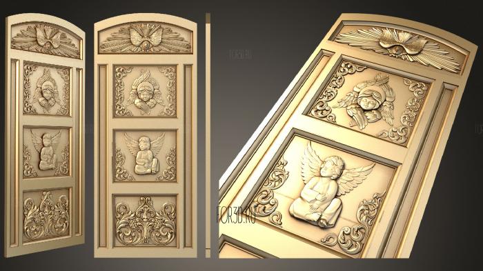 A church-style door with angels and cherubs on panels 3d stl for CNC