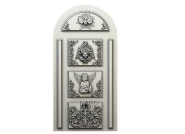 Дверь в церковном стиле с ангелами и херувимами на филенках 3d stl модель для ЧПУ