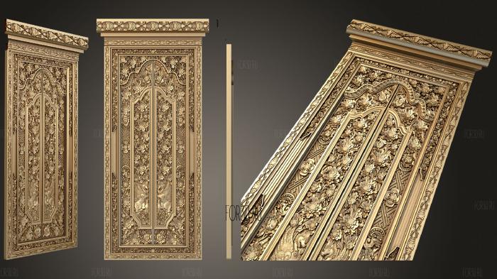 The door is richly decorated with carved floral decorations 3d stl for CNC