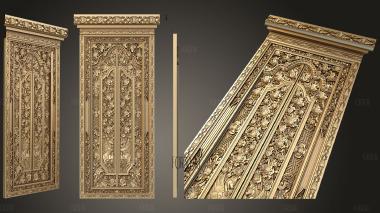 The door is richly decorated with carved floral decorations stl model for CNC