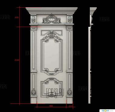 Одностворчатая дверь с резными филенками 3d stl модель для ЧПУ