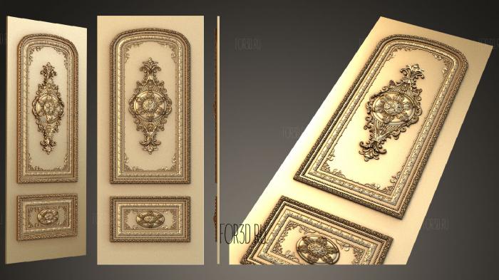 A canvas of a carved door with classical carved decorations 3d stl for CNC