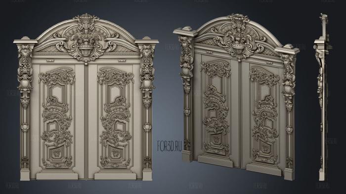 Double-field door Baroque style 3d stl for CNC