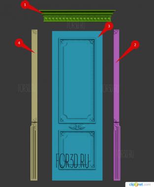 Дверь в классическом стиле с наличником 3d stl модель для ЧПУ