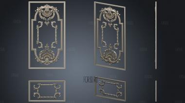 Door onlays in baroque stl model for CNC