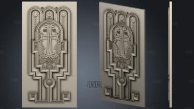 Carved door with cross stl model for CNC