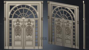 Double door with stained glass windows stl model for CNC
