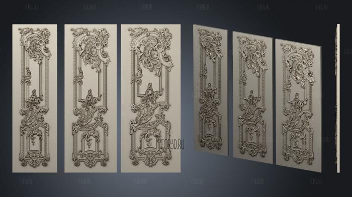 Doors baroque carved in different sizes 3d stl for CNC