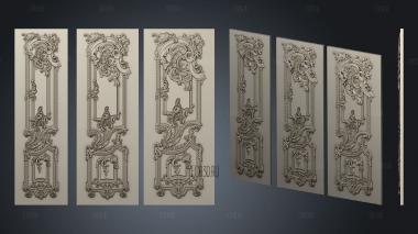 Doors baroque carved in different sizes stl model for CNC