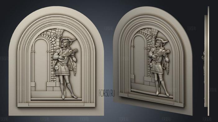 Front door with an old musician 3d stl for CNC