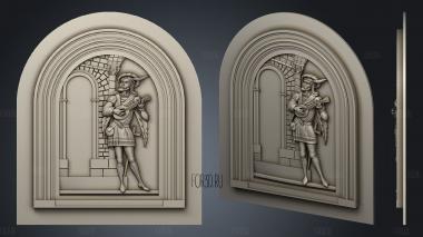 Front door with an old musician stl model for CNC