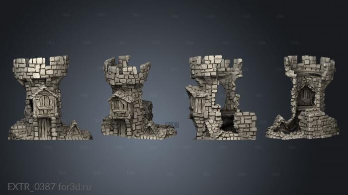 Ruined Tower 15 stl model for CNC
