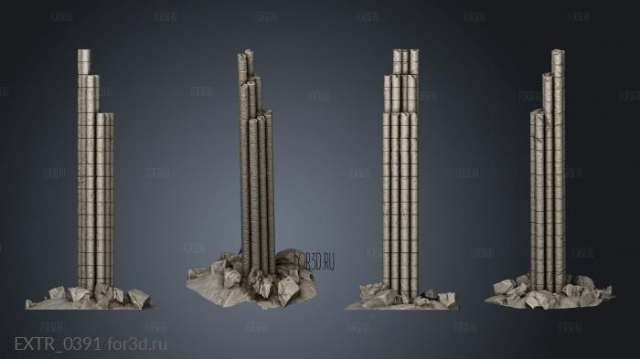 Ruins pillar 3 stl model for CNC