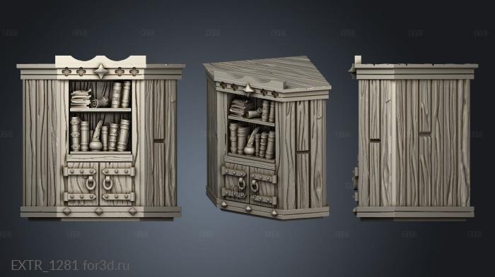 Librarian Corner Bookshelf carved stl model for CNC