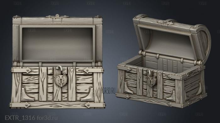 Treasure Chest Open stl model for CNC