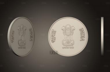 Монета рупия 3d stl модель для ЧПУ