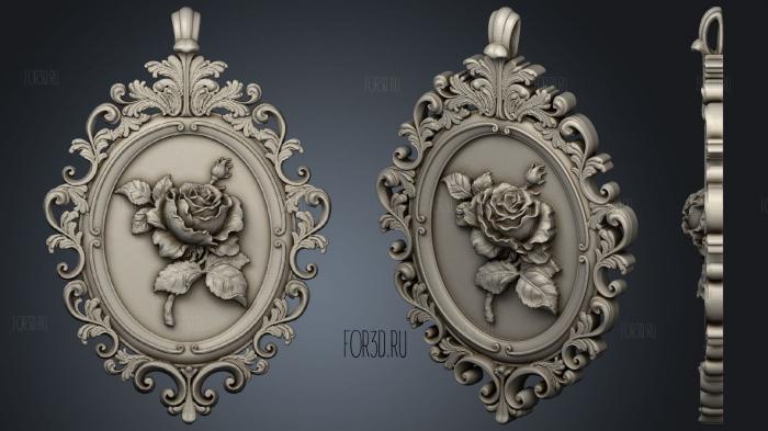 Baroque Frame Russian Rose Pendant stl model for CNC