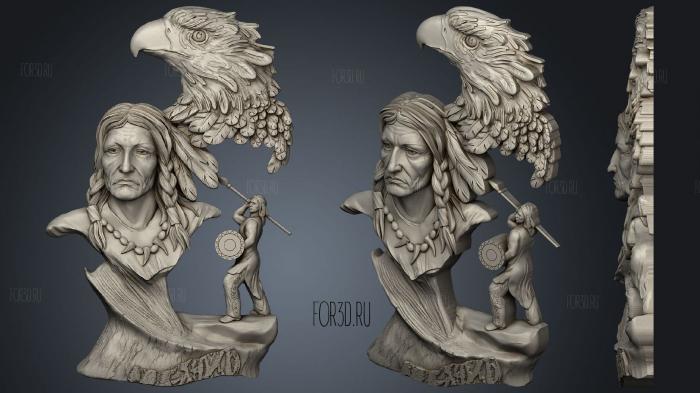 Indian and Eagle on trunk 3d stl модель для ЧПУ