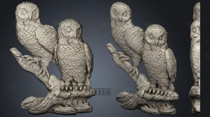 Two Owls 3d stl модель для ЧПУ