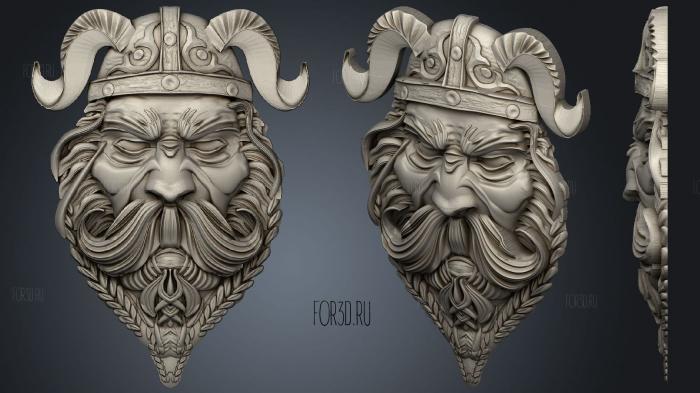 Viking Warrior Face stl model for CNC