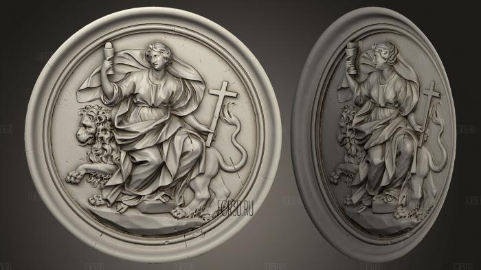 Cartouche with allegory of the Catholic Church stl model for CNC