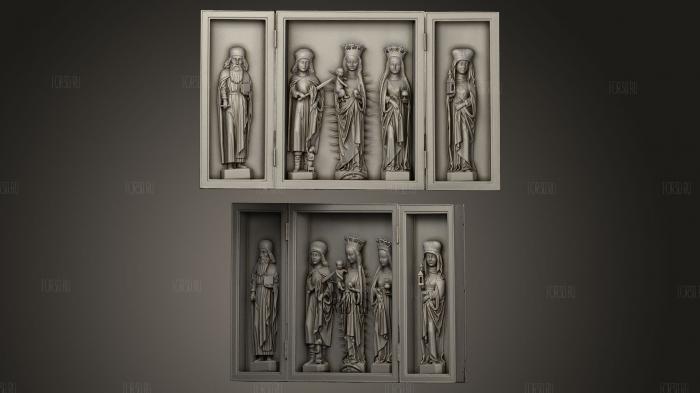 The late Gothic Tryptych stl model for CNC
