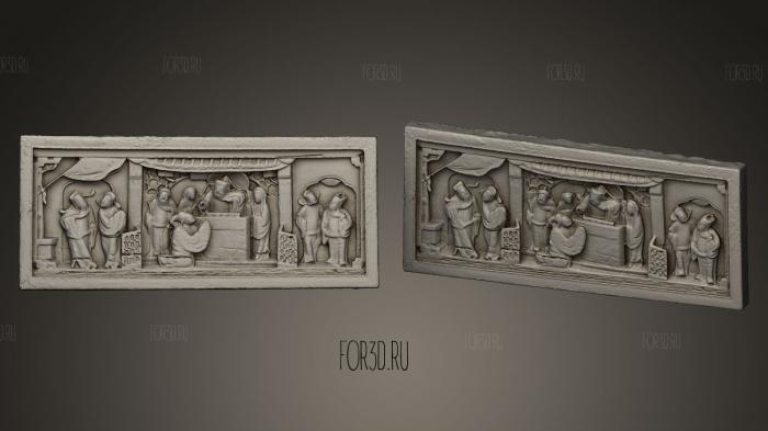 Chinese Wooden Mural Art stl model for CNC