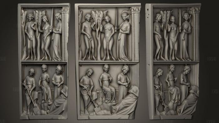 Ivory Diptych Garden of Eden stl model for CNC