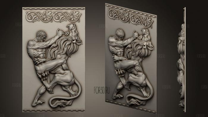 Hercules Vs Nemean LION stl model for CNC