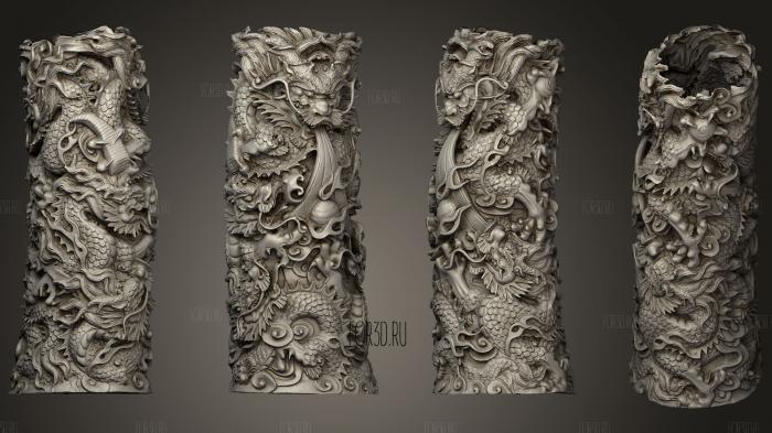 Pillar shaped woodcarving stl model for CNC