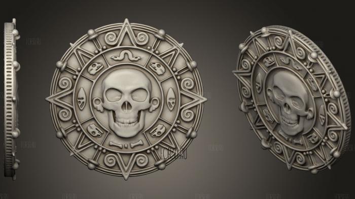 Pirates Coin with sources stl model for CNC