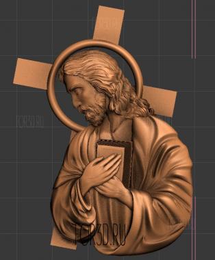 Иисус с крестом 3d stl модель для ЧПУ