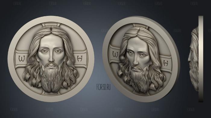 Лицо Иисуса в круге 3d stl модель для ЧПУ